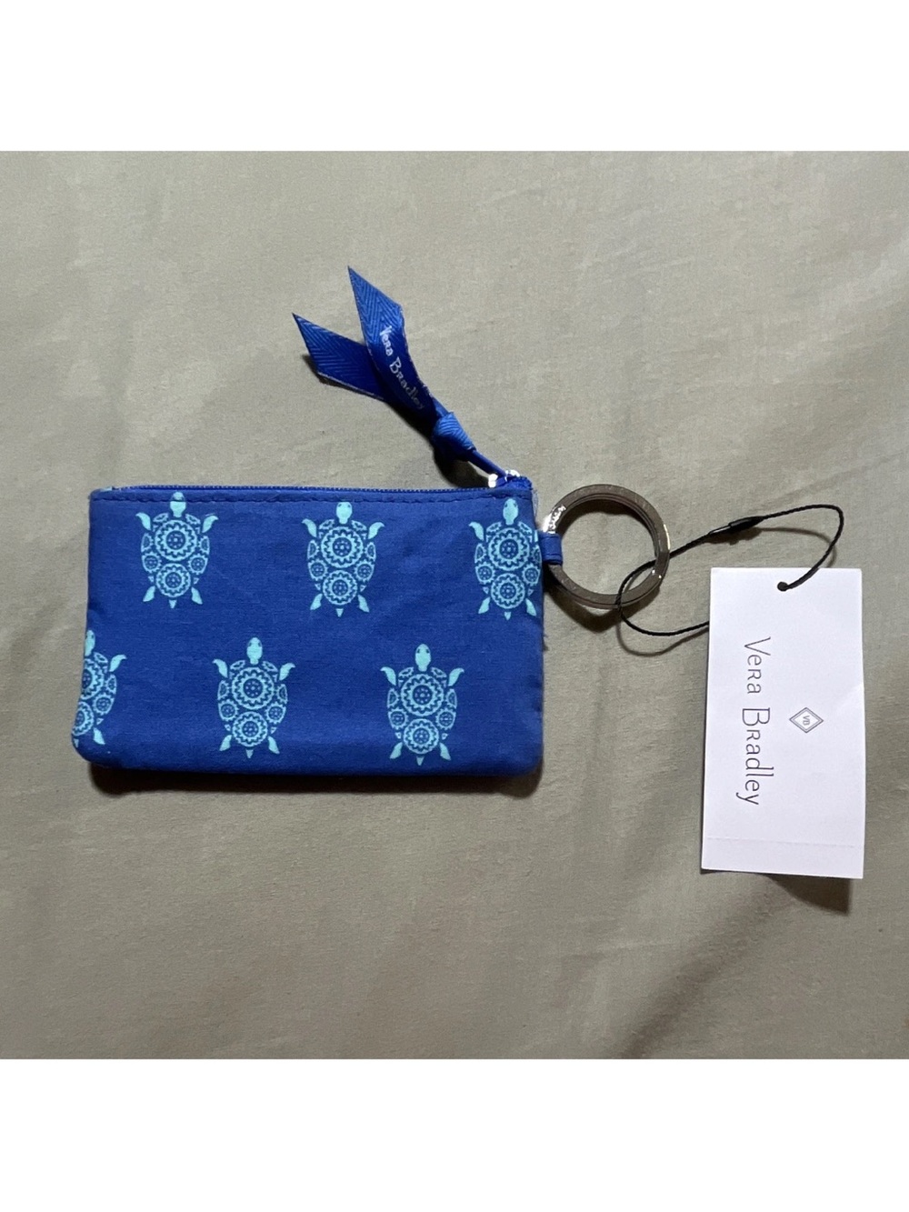 NWT Vera Bradley Marine Turtles Zip ID Case with Key Ring - Picture 3 of 4